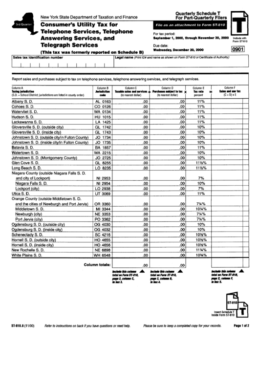 Form St-810 Schedule T - Consumer
