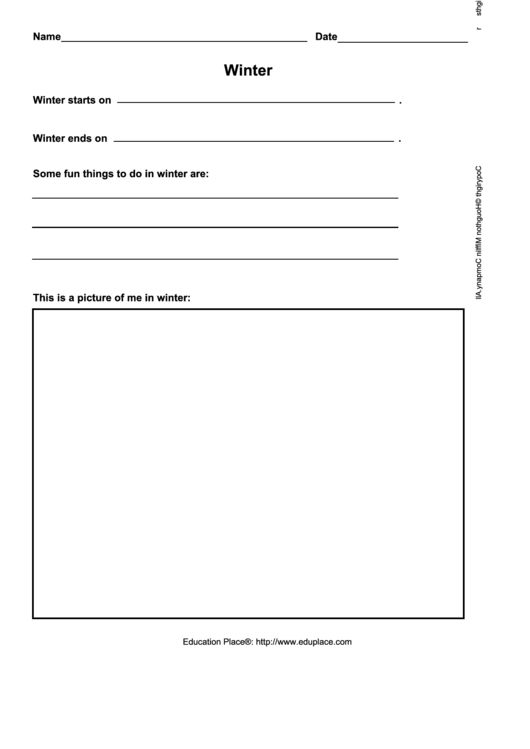 About Winter Preschool Worksheet Printable pdf