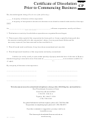 Form Cp - Certificate Of Dissolution Prior To Commencing Business - 1999