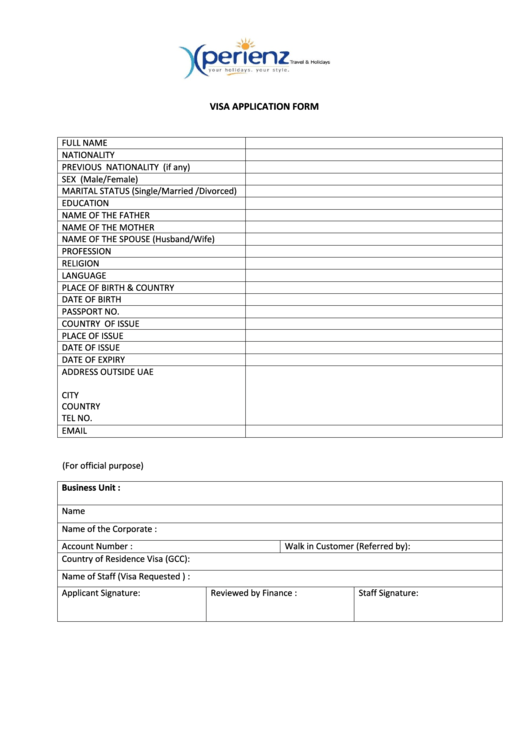 Uae Visa Application Form Printable pdf