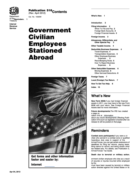 Publication 516 - U.s. Government Civilian Employees Stationed Abroad Printable pdf