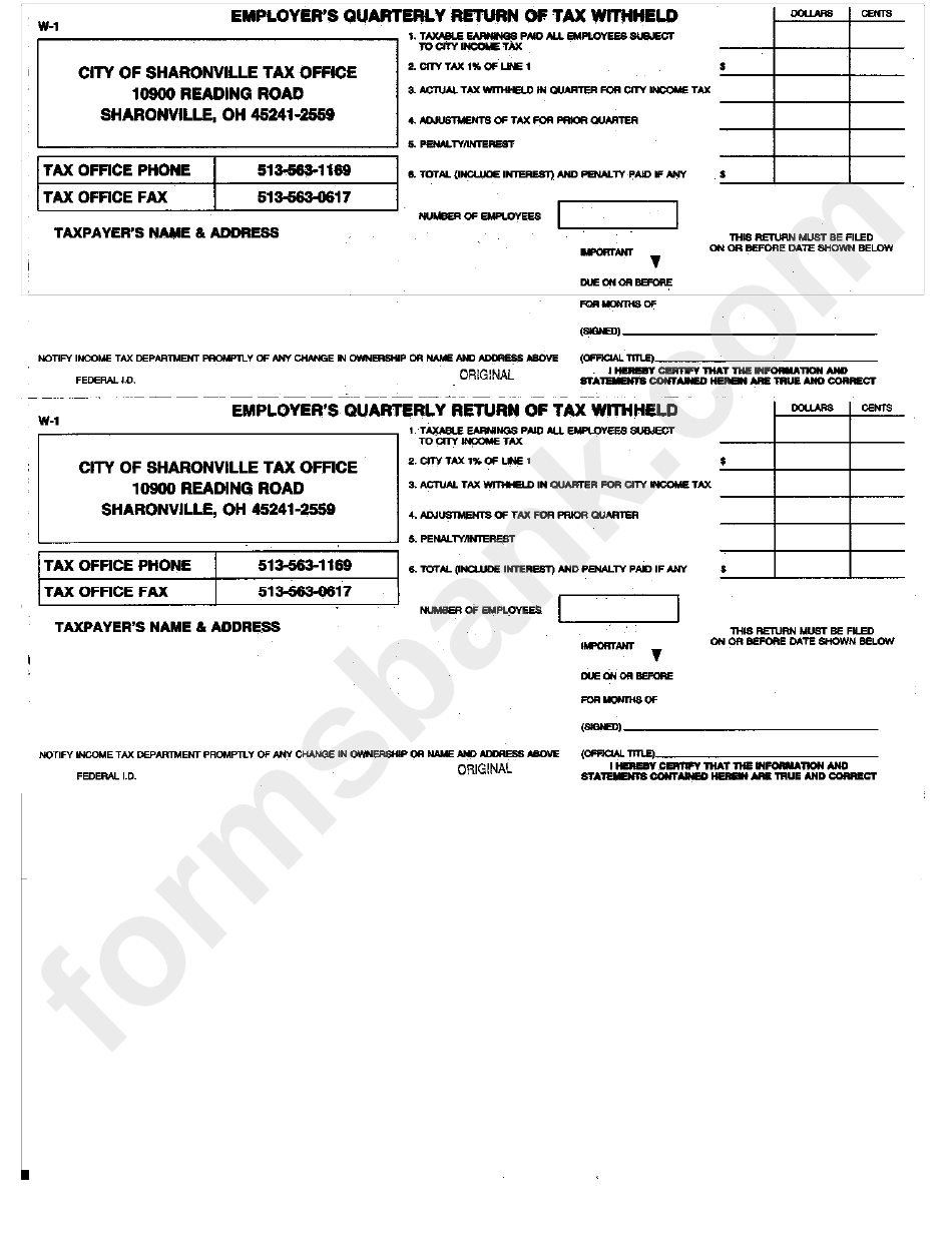 Form W-1 - Employer