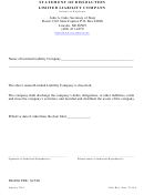 Statement Of Dissolution For A Limited Liability Company - Nebraska Secretary Of State