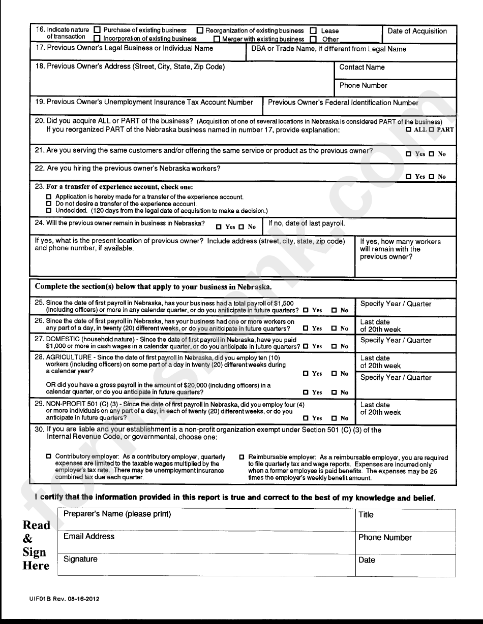 Ui Form I - Application For An Unemployment Insutance Account Number