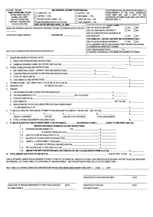 Form R - Personal Income Tax Return - 2004 Printable pdf