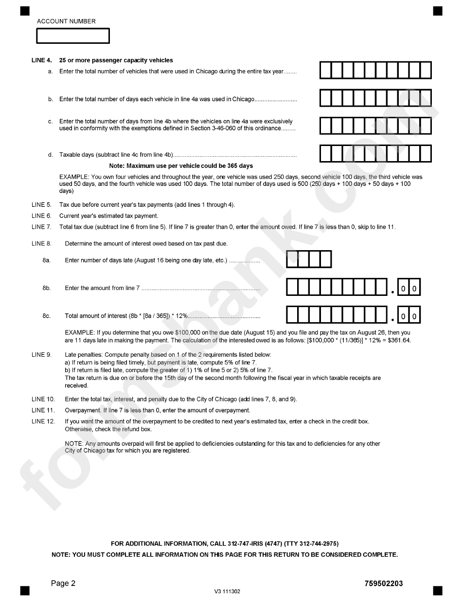 Form 7595 - Ground Transportation Tax - City Of Chicago