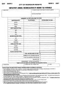Form Mhw-3 - Employer's Annual Reconciliation Of Income Tax Withheld - City Of Muskegon Heights - 2007