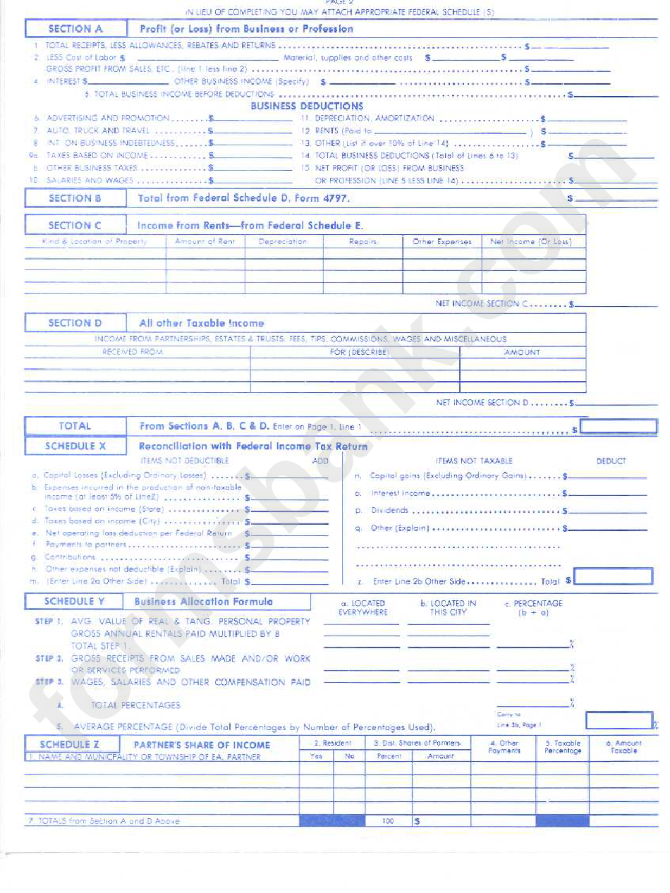 Form Br - Business Income Tax Return - City Of Germantown