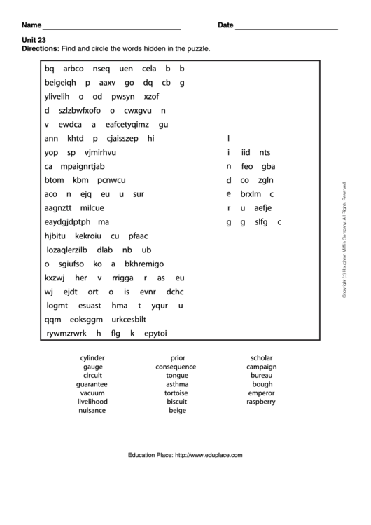 Level 7 Word Search Puzzle Template Printable pdf
