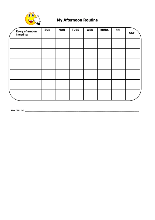My Afternoon Routine Weekly Behavior Chart Printable pdf