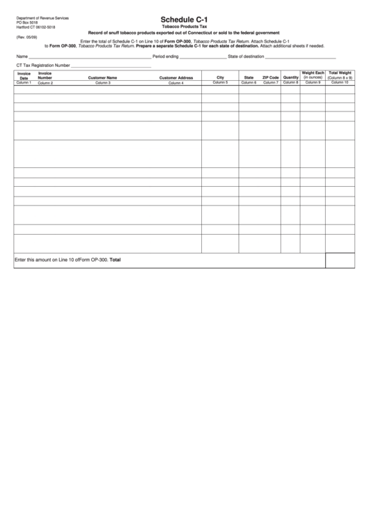 Fillable Schedule C-1 - Tobacco Products Tax printable pdf download