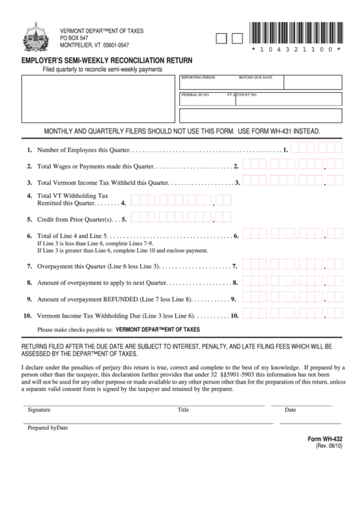 Form Wh-432 - Employer