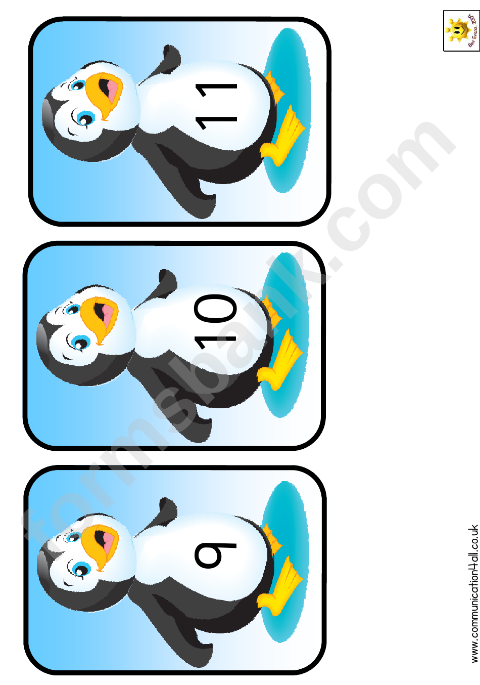 Penguin Number Card Templates - 0-18