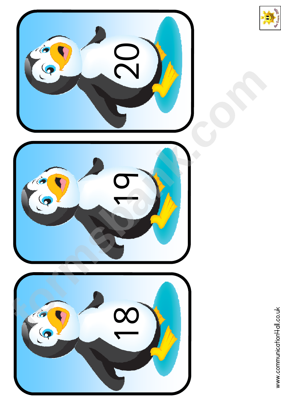 Penguin Number Card Templates - 0-18