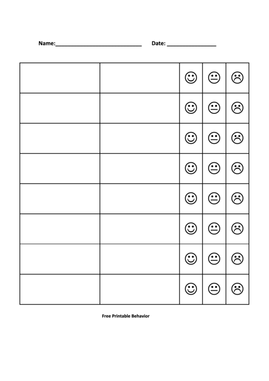 Teacher Progressive Smiley Behavior Chart Printable pdf