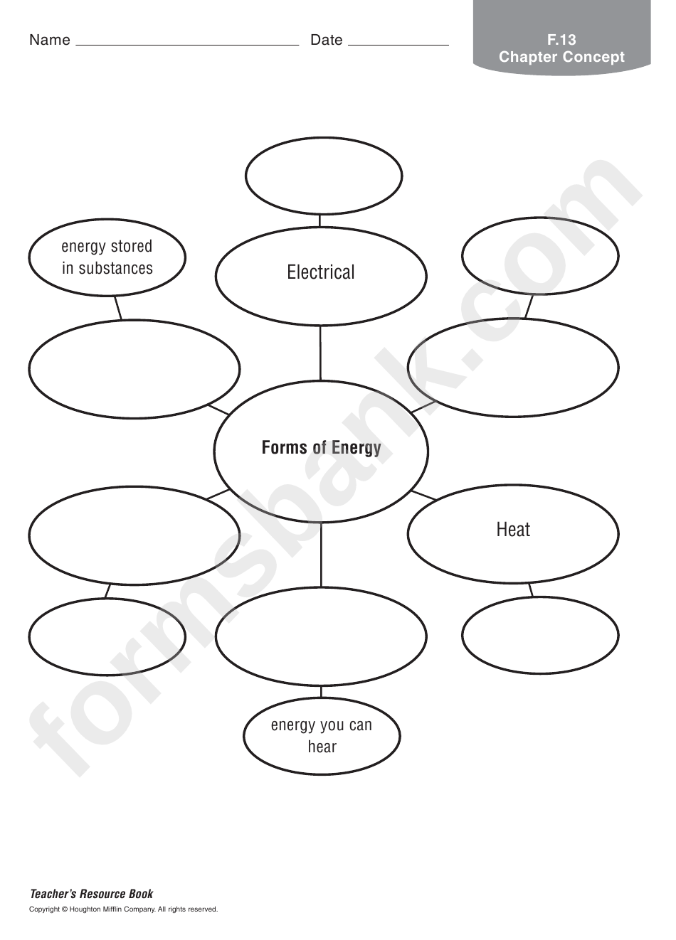 Science Worksheet - Forms Of Energy
