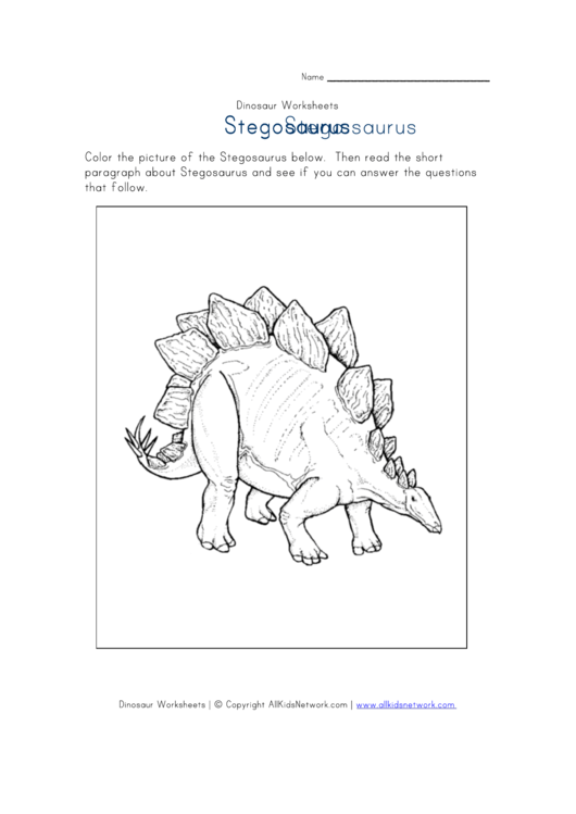 Dinosaur Worksheet Stegosaurus Printable pdf
