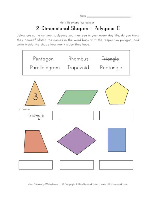 2-dimensional Shapes - Polygons Ii Math Geometry Worksheet