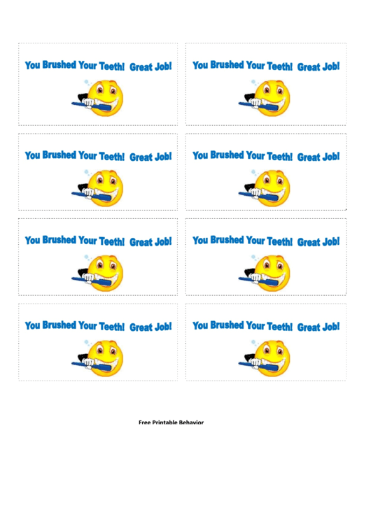 Brushed Teeth Gift Coupon Template Printable pdf