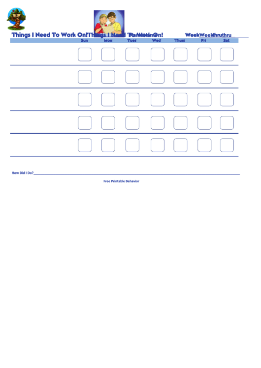 Things I Need To Work On Behaviour Chart - Magic Tree House Printable pdf