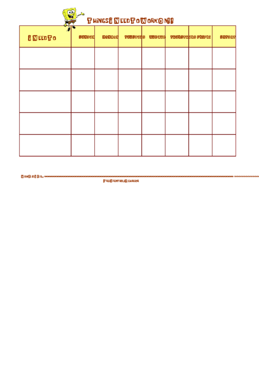 Things I Need To Work On Behavior Chart - Spongebob 2 Printable pdf