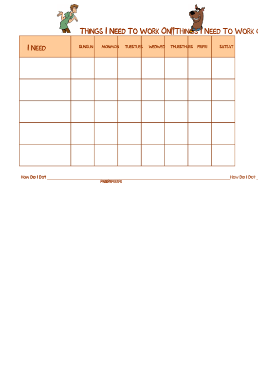 Things I Need To Work On Behavior Chart - Scooby Doo 2 Printable pdf