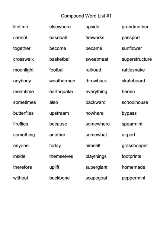 Compound Word List