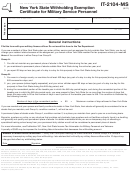 Form It-2104-ms - New York State Withholding Exemption Certificate For Military Service Personnel