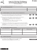 Form It-245 - Claim For Volunteer Firefighters' And Ambulance Workers' Credit - 2014