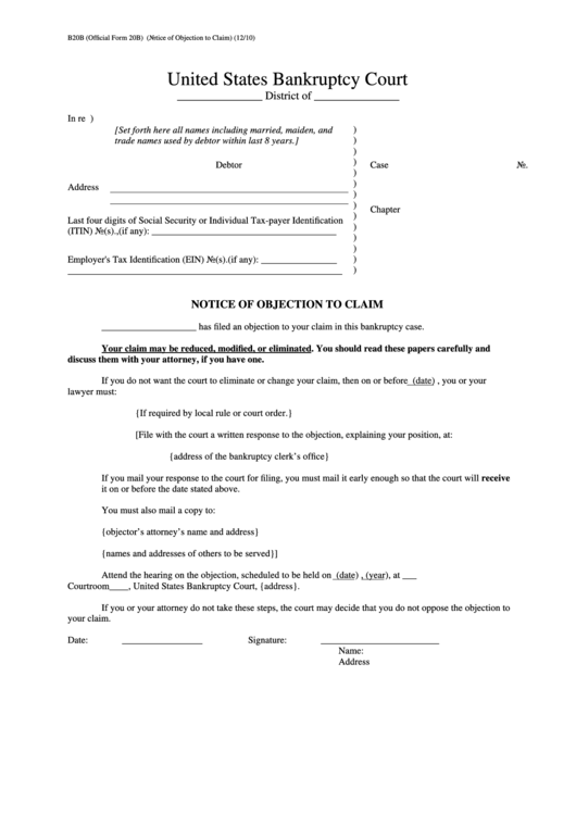official-form-20b-notice-of-objection-to-claim-printable-pdf-download