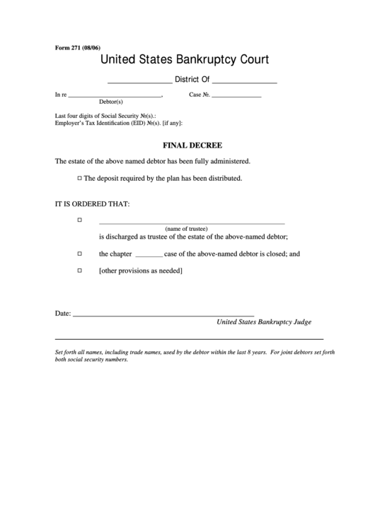 Form 271 - Final Decree Printable pdf