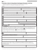 Fillable Form 14-318 - Texas Motor Vehicle Orthopedically Handicapped Exemption Certificate Printable pdf