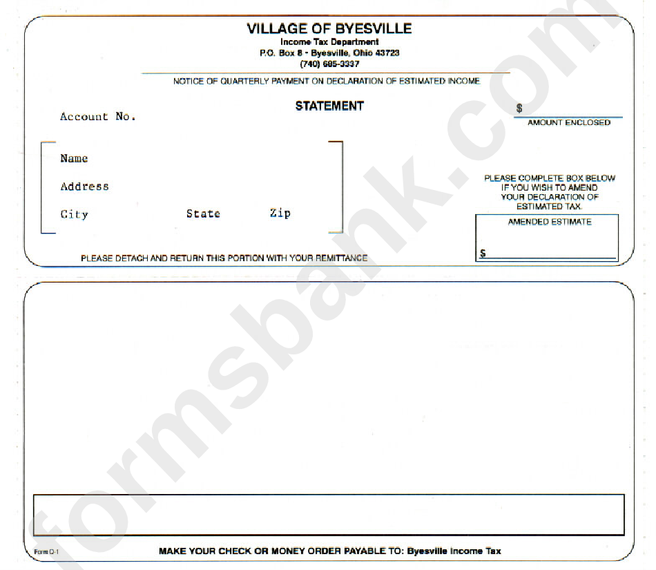 Form Q1 Statement Village Of Byesville printable pdf download
