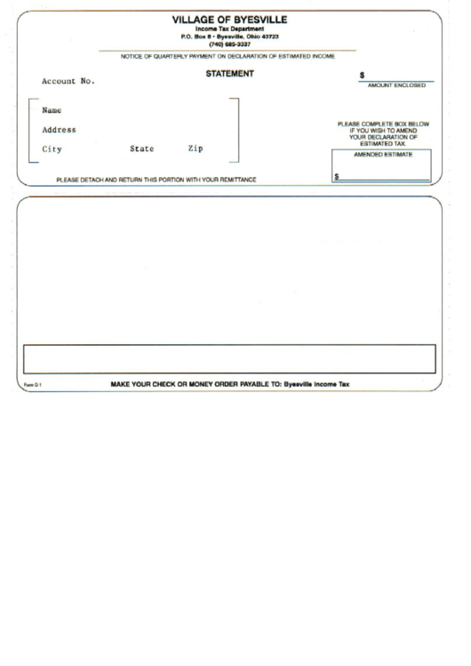 Form Q1 Statement Village Of Byesville printable pdf download