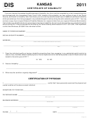 Schedule Dis - Kansas Certificate Of Disability - 2011