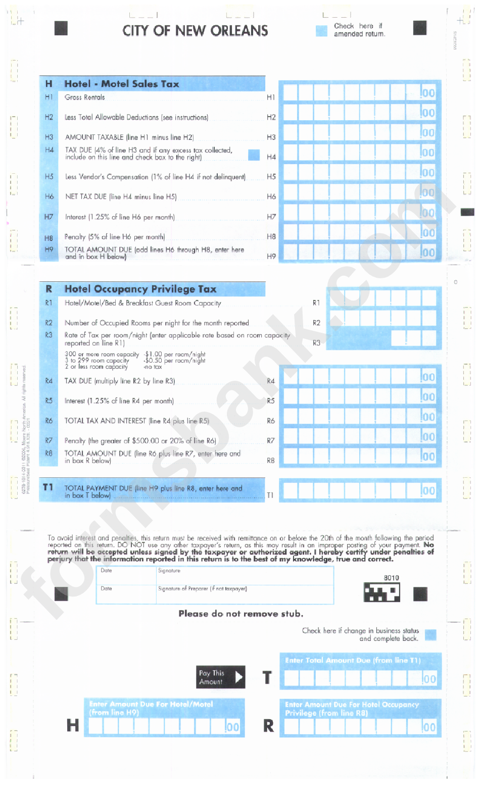 Hotel Tax Return City Of New Orleans printable pdf download