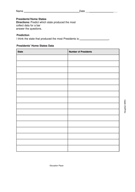 presidents home states worksheet printable pdf download