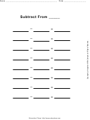 Subtraction Work Sheet Template