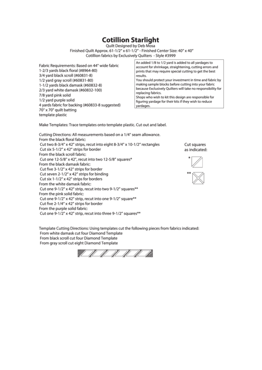 Cotillion Starlight Pattern Printable pdf