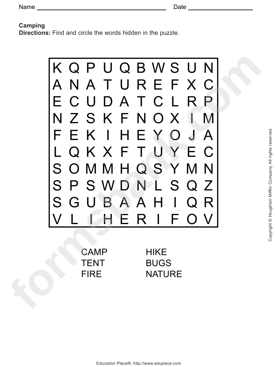 free printable camping word search high resolution printable