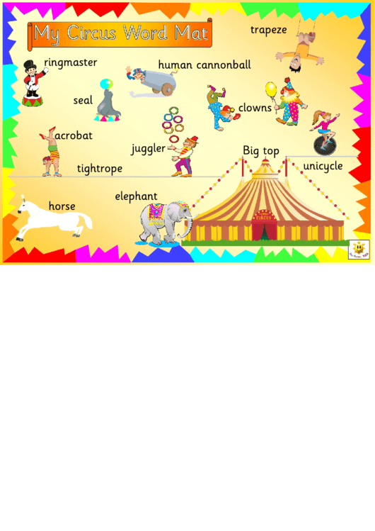 Circus Word Mat Template Printable pdf