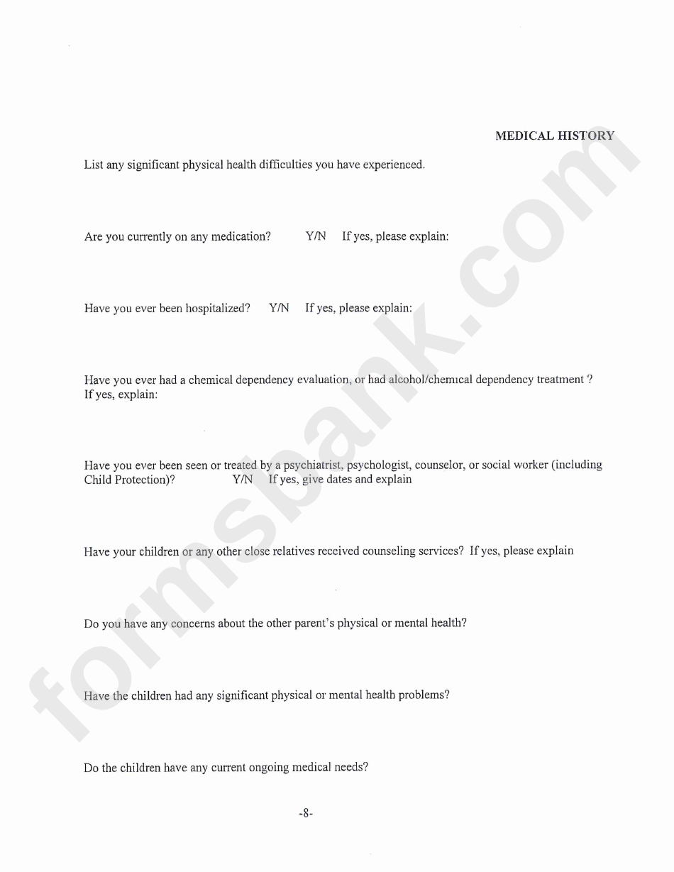 Custody Evaluation Questionnaire Template