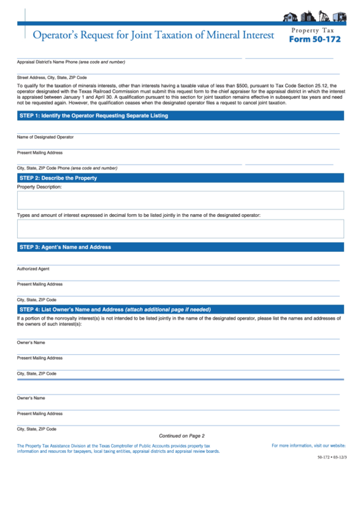 Fillable Form 50-172 - Operator