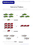Subtraction Problems Worksheet - Vehicles