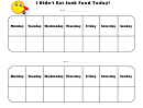 I Didn't Eat Junk Food Today Behavior Chart - Black