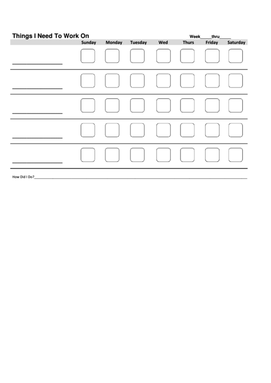 Plain Weekly Behavior Chart Printable pdf