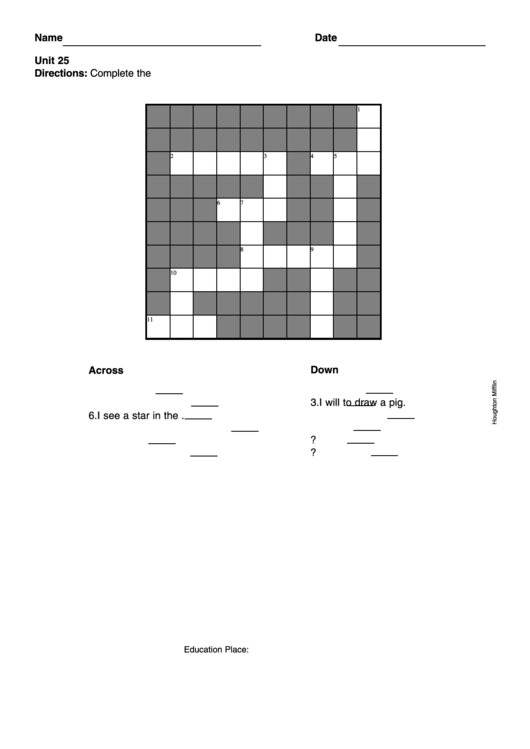 Level 2 Crossword Puzzle Template Printable pdf