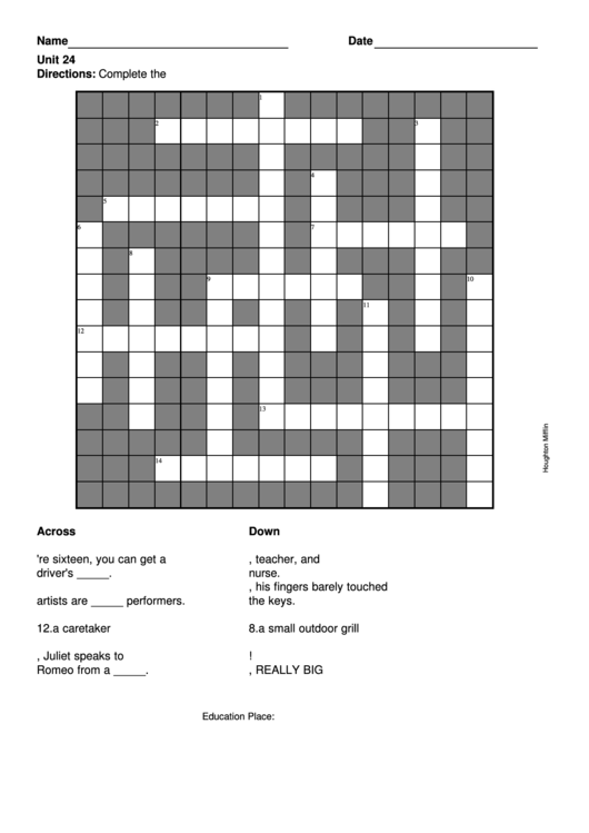 Level 8 Crossword Puzzle Template Printable pdf