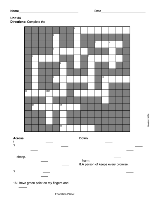 Level 4 Crossword Puzzle Template Printable pdf