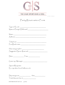 Party Reservation Form